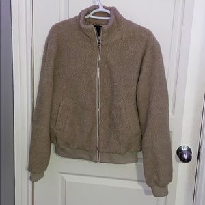 Tan sherpa zip up sweater